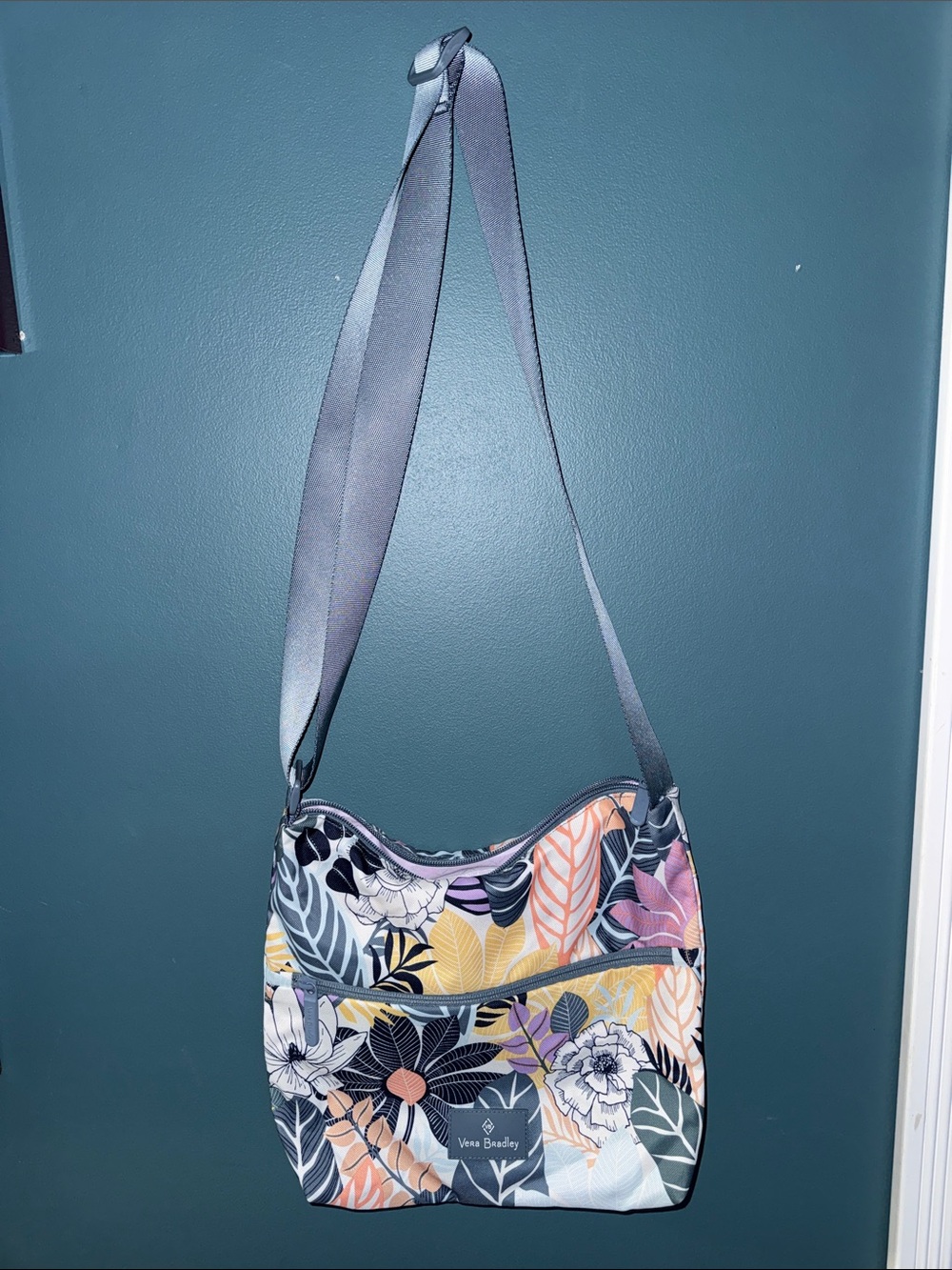 Vera Bradley Palm Floral Crossbody in Black, Pink, Yellow, Green